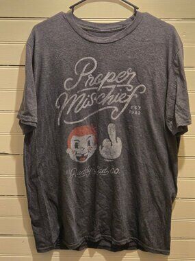 Buddy Lad CoShirt Mens L Gray Proper Mischief Graphic Short Sleeve Vintage Tee